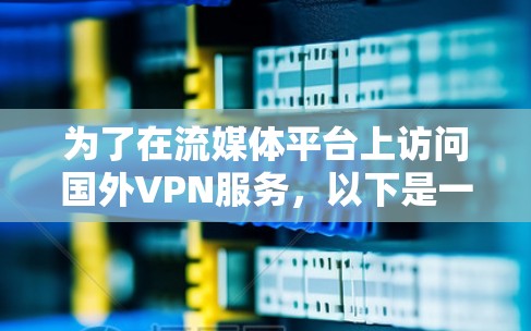为了在流媒体平台上访问国外VPN服务，以下是一个有条理的指南，帮助你做出明智的选择